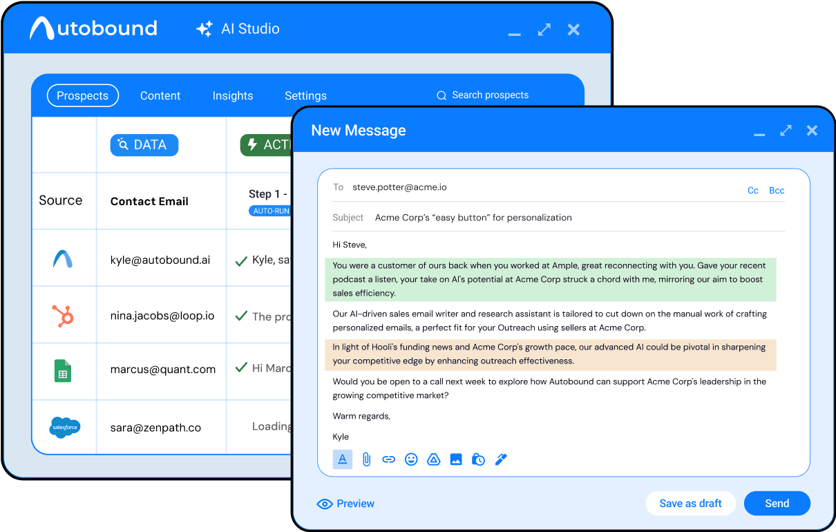 AI Handles Research and Writing. Your Reps Handle Strategy.