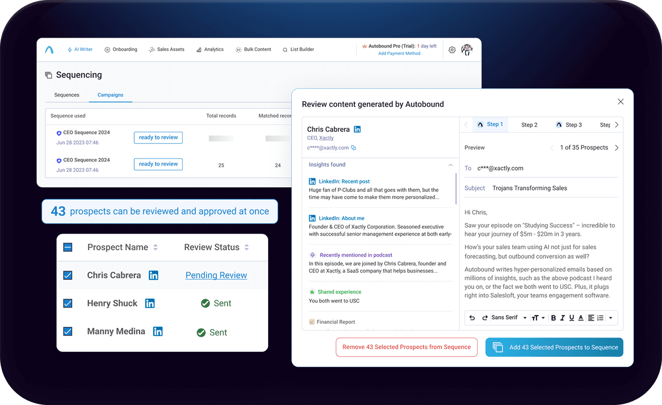 Create and send AI personalized sequences directly through Gmail