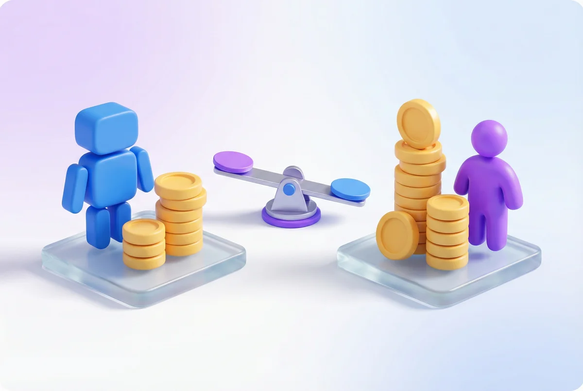 Cost comparison visualization showing AI SDR versus human SDR expenses